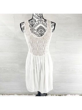 Claudie Pierlot Crochet Lace Top Fit & Flare Open Back Dress